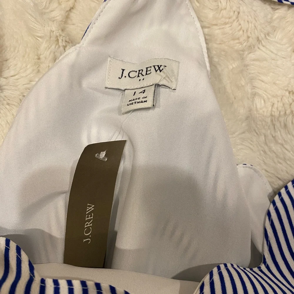 J Crew Striped Blue and White with Spaghetti Strips Women's Top size 14